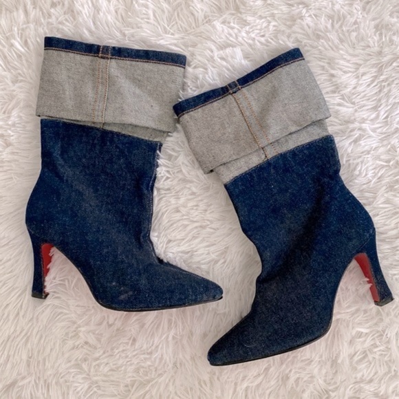 Super cute above ankle denim fold over boots - Picture 1 of 8